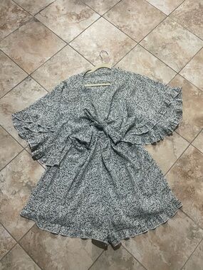 Floral Tie-Front Mini Dress in Black & White